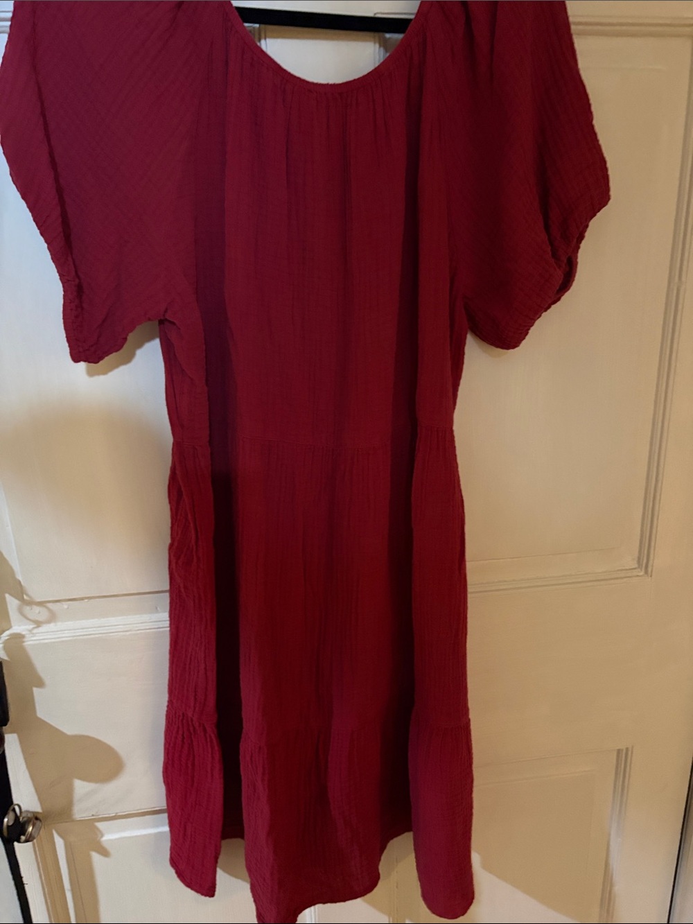 beachlunchlounge Dark Pink Gauze Scoop-Neck Casual Dress - Picture 4 of 4